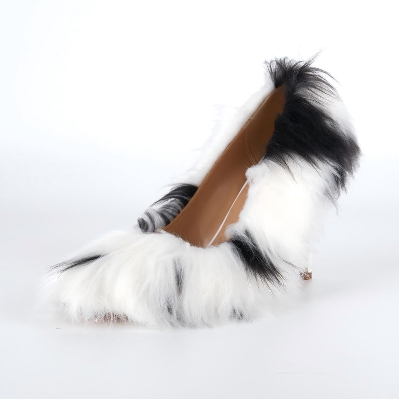Fur Pointed Toe Stiletto Pumps