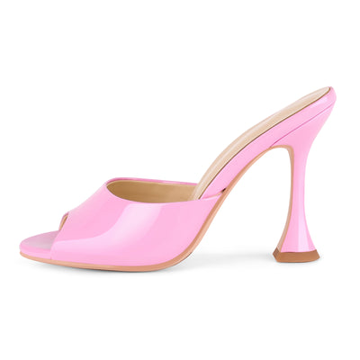 Round Toe Slip On Tapered Heel Mules