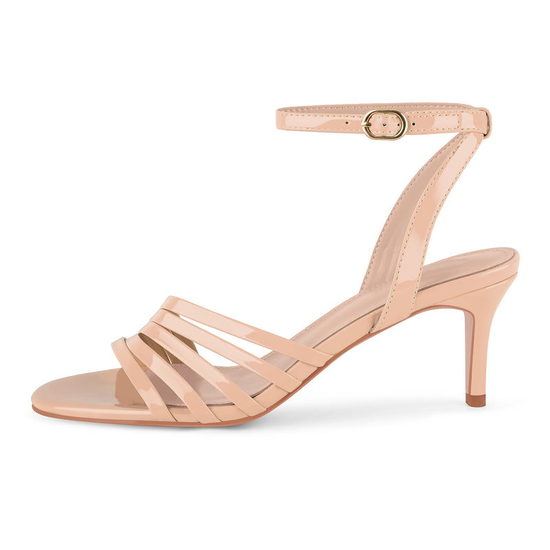 Round Toe Ankle Strap Patent Sandals