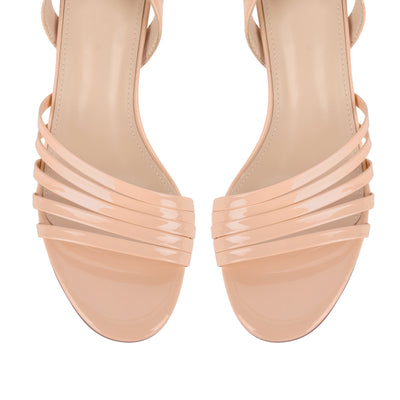 Round Toe Ankle Strap Patent Sandals