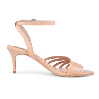 Round Toe Ankle Strap Patent Sandals