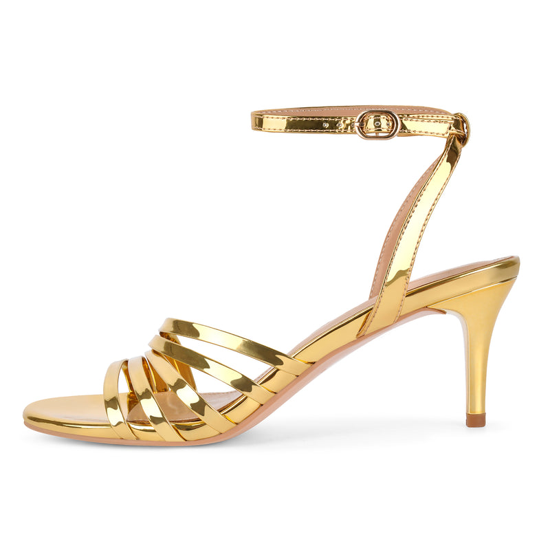 Round Toe Ankle Strap Patent Sandals