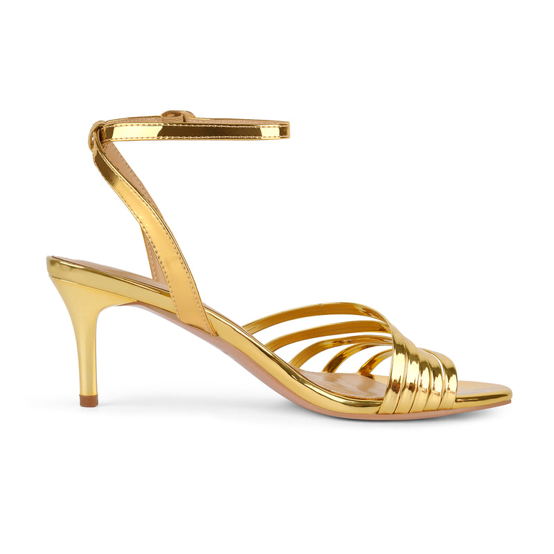 Round Toe Ankle Strap Patent Sandals