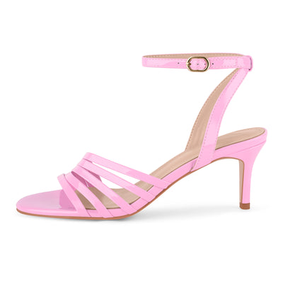 Round Toe Ankle Strap Patent Sandals