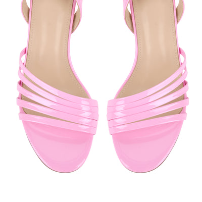 Round Toe Ankle Strap Patent Sandals