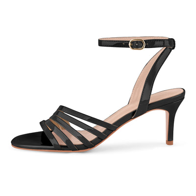 Round Toe Ankle Strap Patent Sandals