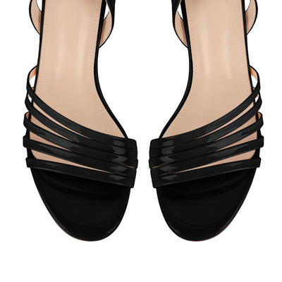 Round Toe Ankle Strap Patent Sandals
