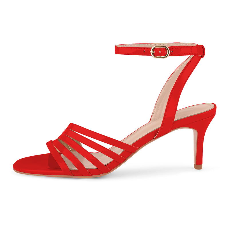 Round Toe Ankle Strap Patent Sandals