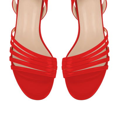 Round Toe Ankle Strap Patent Sandals