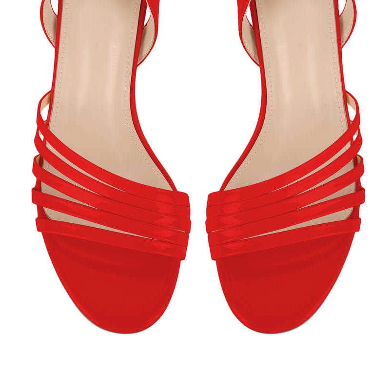 Round Toe Ankle Strap Patent Sandals