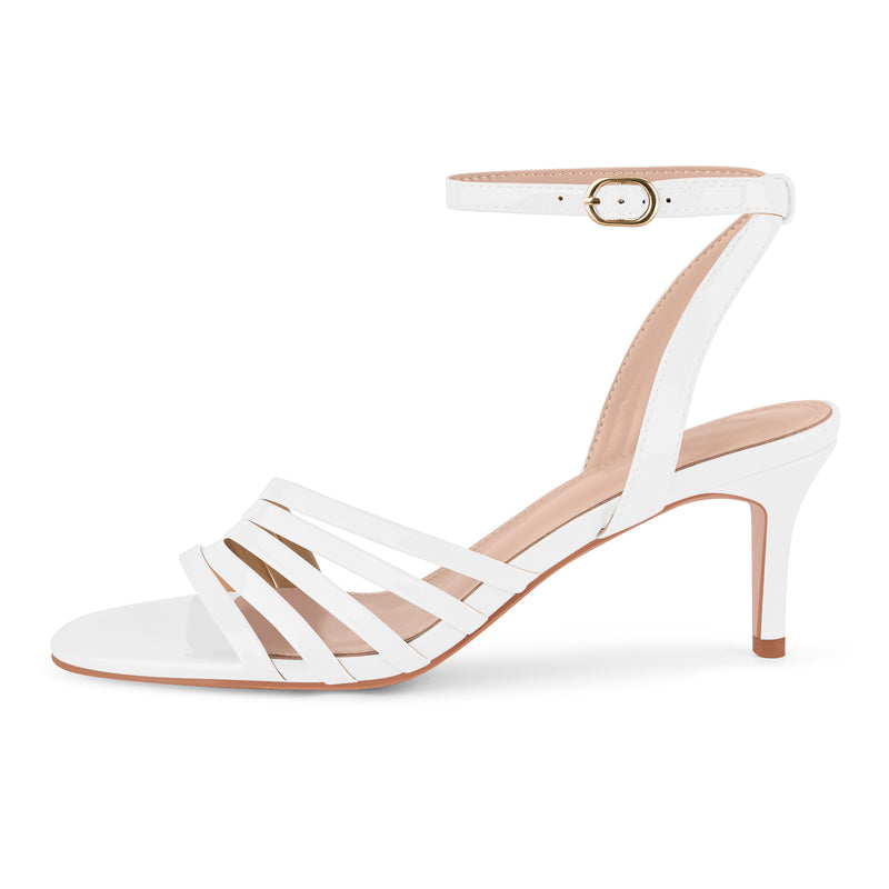 Round Toe Ankle Strap Patent Sandals