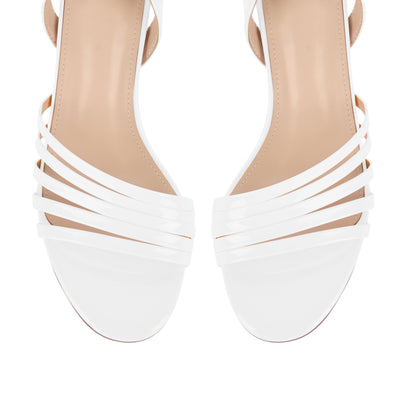 Round Toe Ankle Strap Patent Sandals