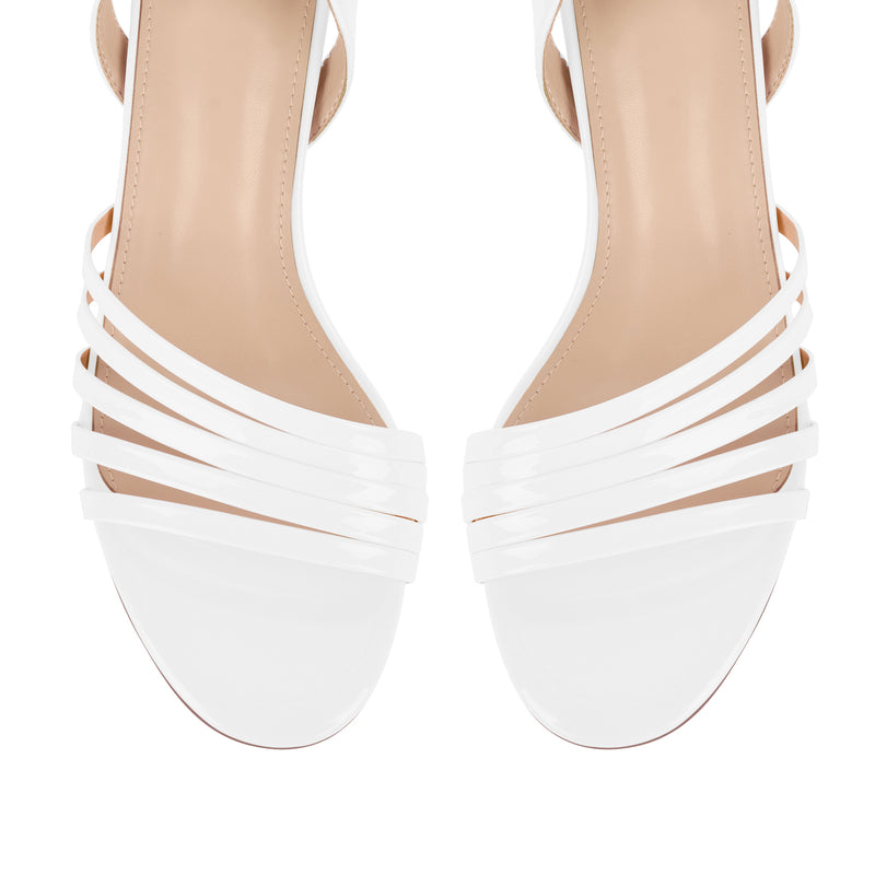 Round Toe Ankle Strap Patent Sandals