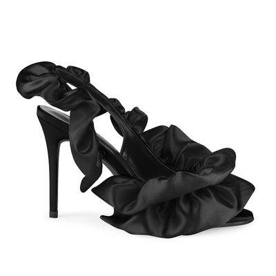 Round Toe Satin Slingback Sandals