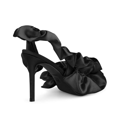 Round Toe Satin Slingback Sandals