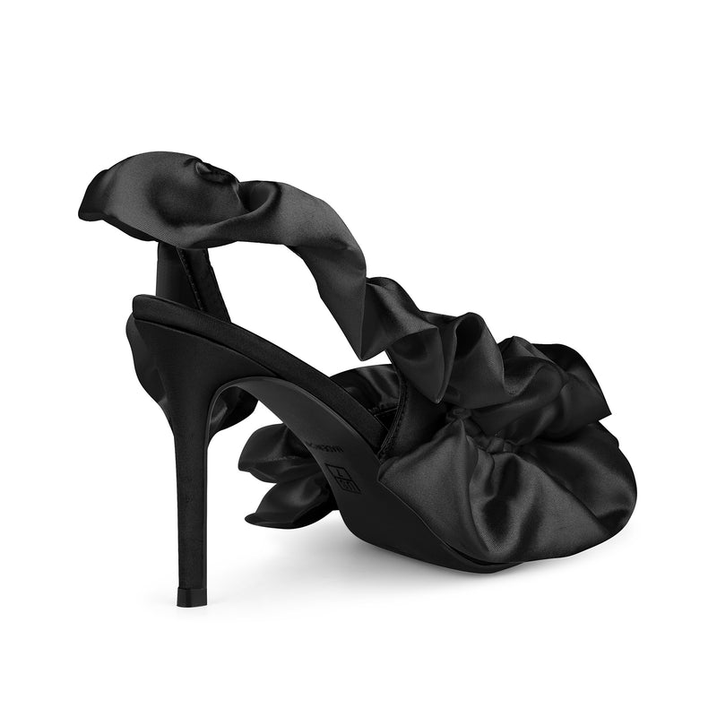 Round Toe Satin Slingback Sandals