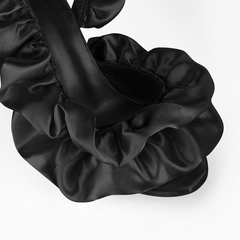 Round Toe Satin Slingback Sandals