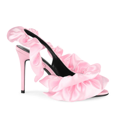 Round Toe Satin Slingback Sandals