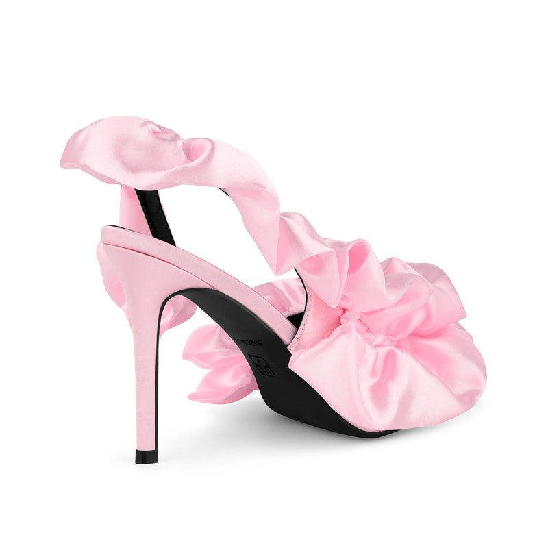 Round Toe Satin Slingback Sandals