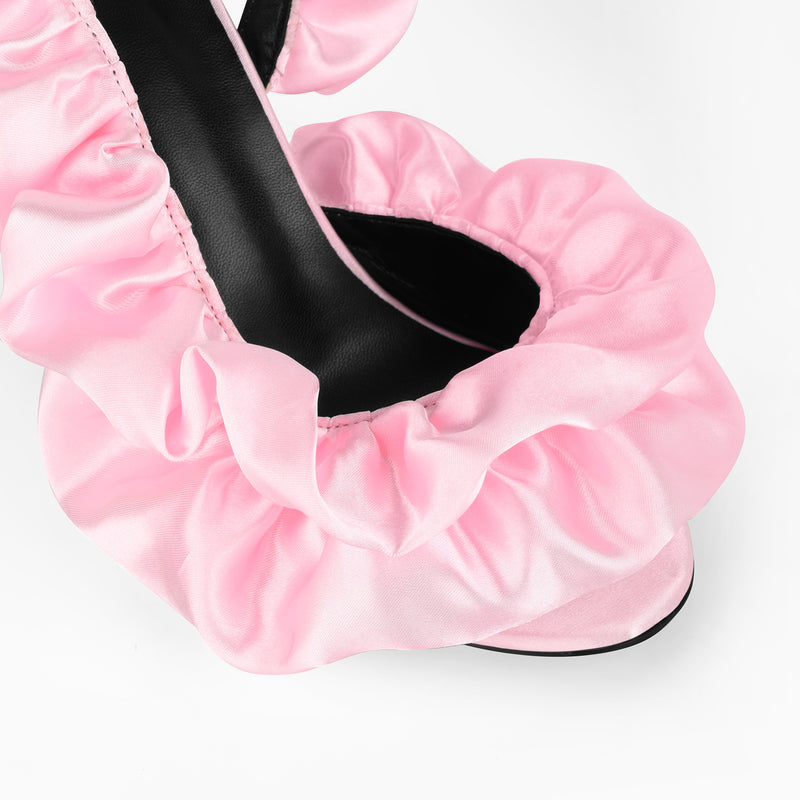 Round Toe Satin Slingback Sandals