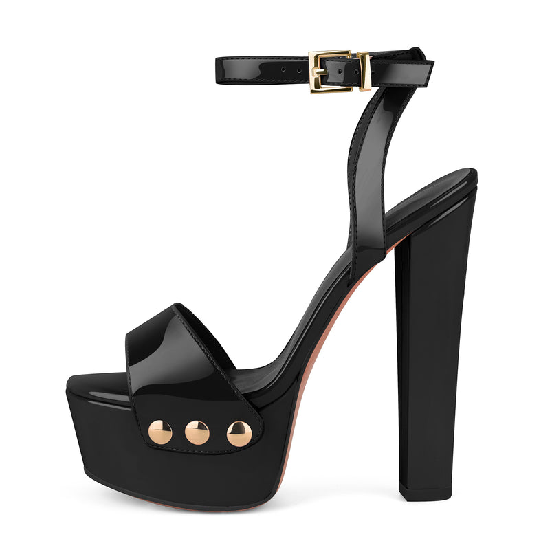 Platform Patent Leather Ankle Strap Sandals