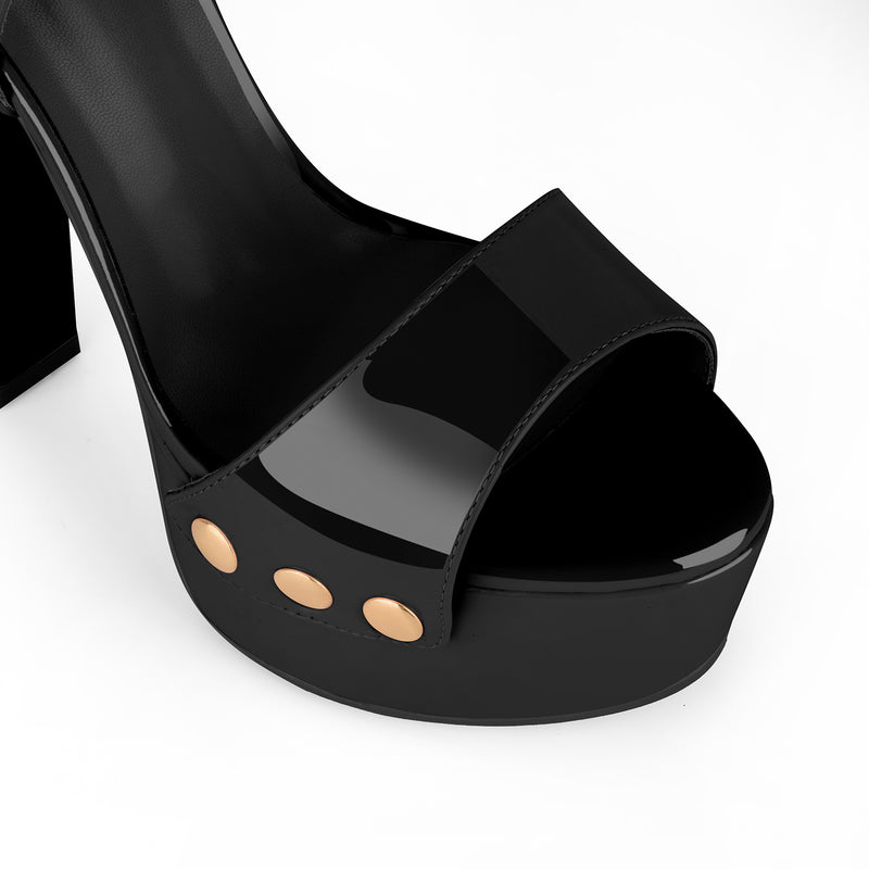 Platform Patent Leather Ankle Strap Sandals
