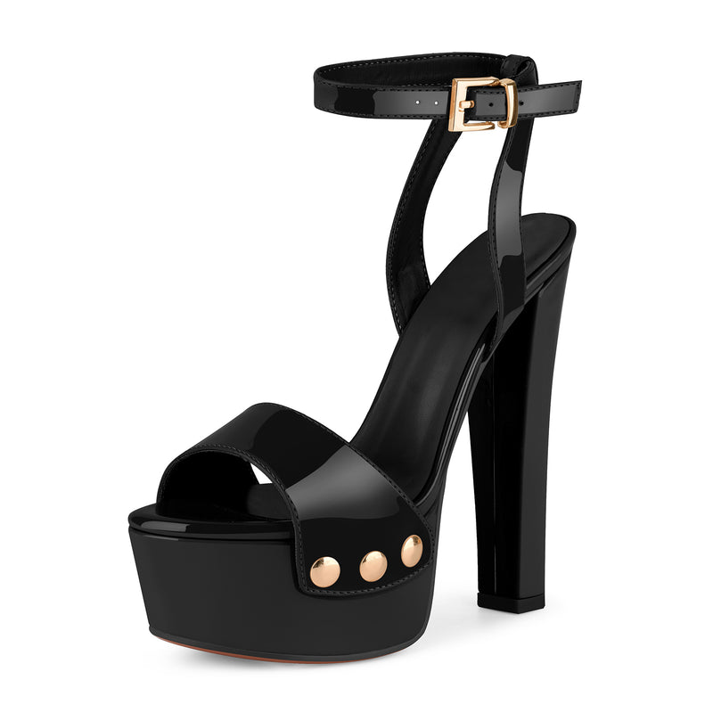 Platform Patent Leather Ankle Strap Sandals