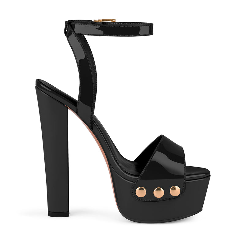 Platform Patent Leather Ankle Strap Sandals
