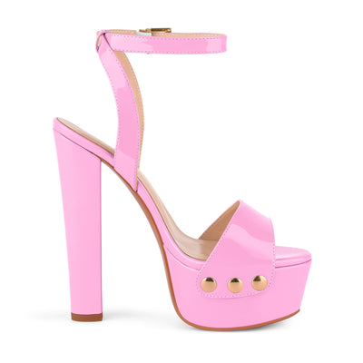 Platform Patent Leather Ankle Strap Sandals