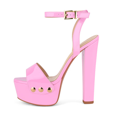 Platform Patent Leather Ankle Strap Sandals