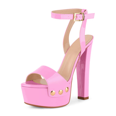 Platform Patent Leather Ankle Strap Sandals