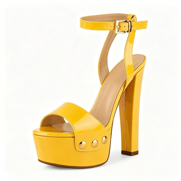 Platform Patent Leather Ankle Strap Sandals – Onlymaker