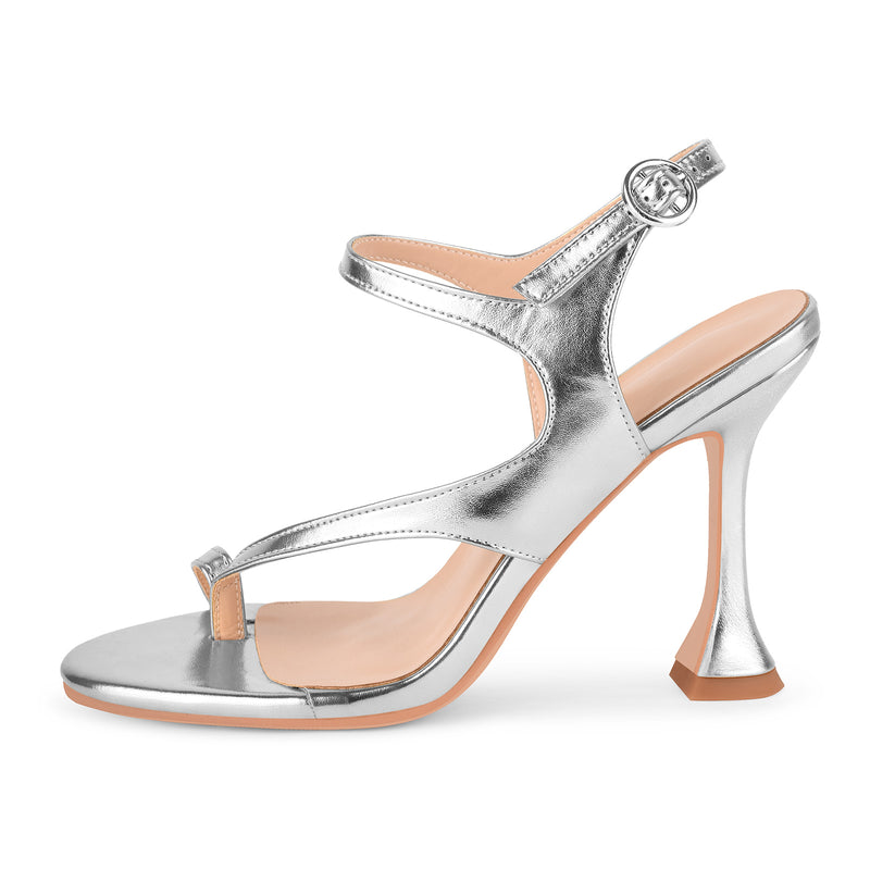 Buckle Strap Tapered Heel Flip Flops Sandals