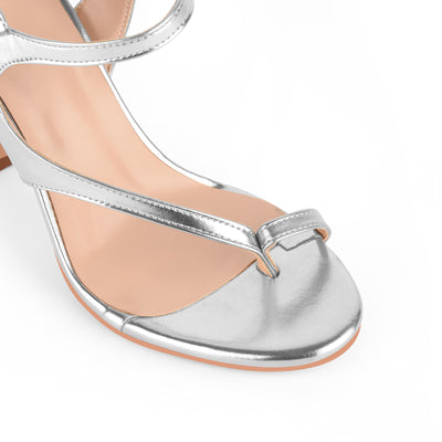 Buckle Strap Tapered Heel Flip Flops Sandals