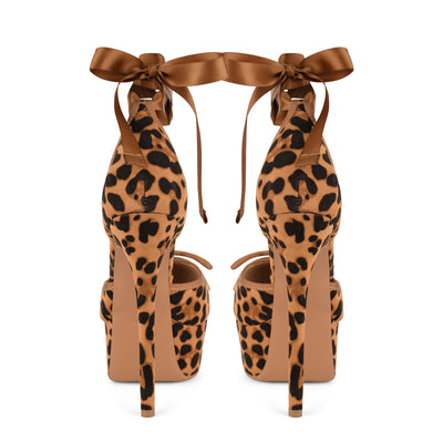 Bow Platform Ankle Lace-up Pumps