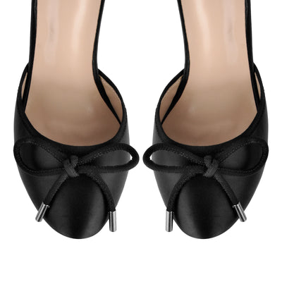 Bow Platform Ankle Lace-up Pumps