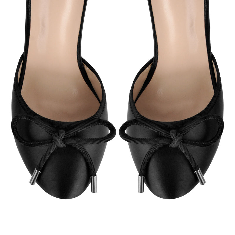 Bow Platform Ankle Lace-up Pumps