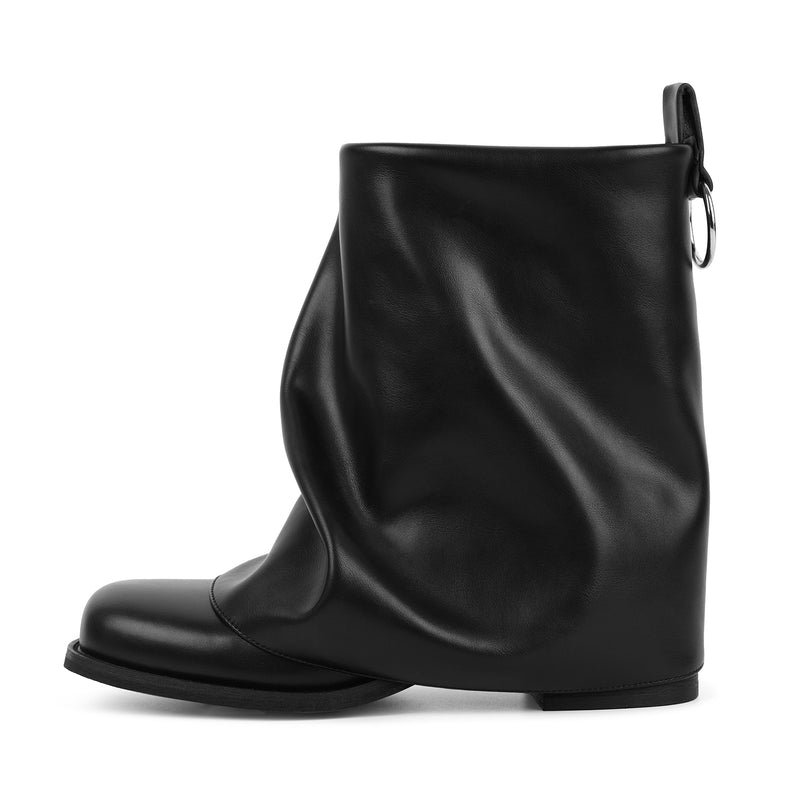 Square Toe Fold Over Chunky Heel Ankle Boots – Onlymaker