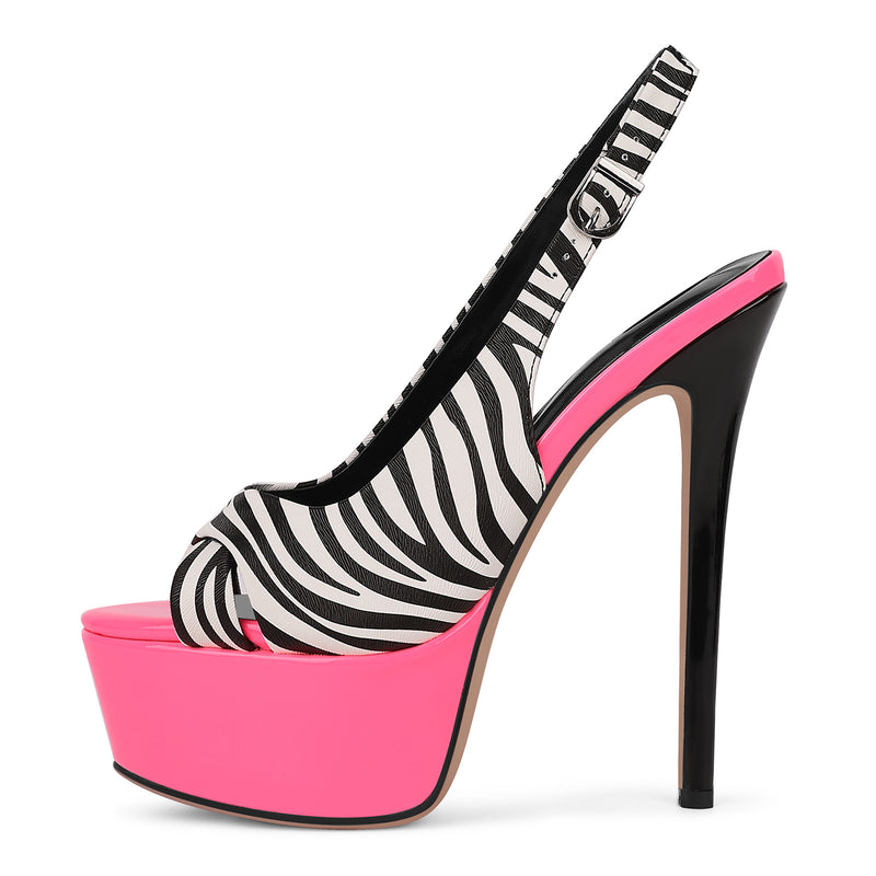 Peep Toe Platform Slingback Stiletto Sandals – Onlymaker