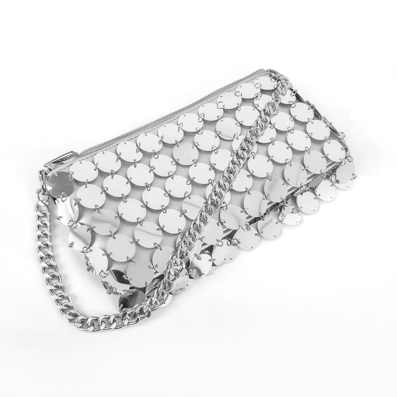 Silver Sequins Chain Handbag