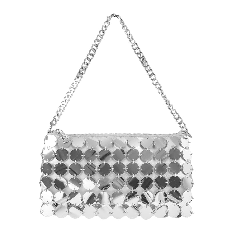 Silver Sequins Chain Handbag