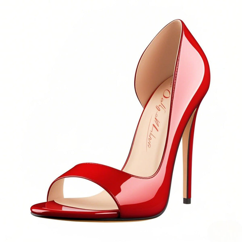 Black Open Toe Side Cut Stiletto High Heel Sandals