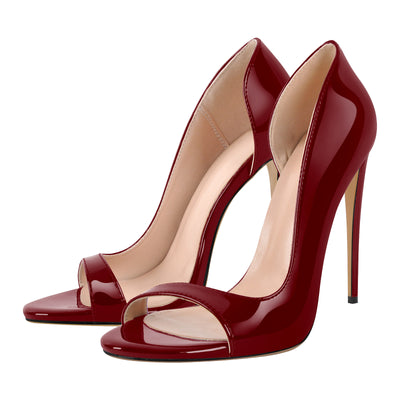Black Open Toe Side Cut Stiletto High Heel Sandals