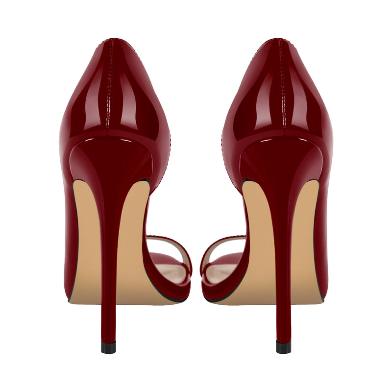 Black Open Toe Side Cut Stiletto High Heel Sandals