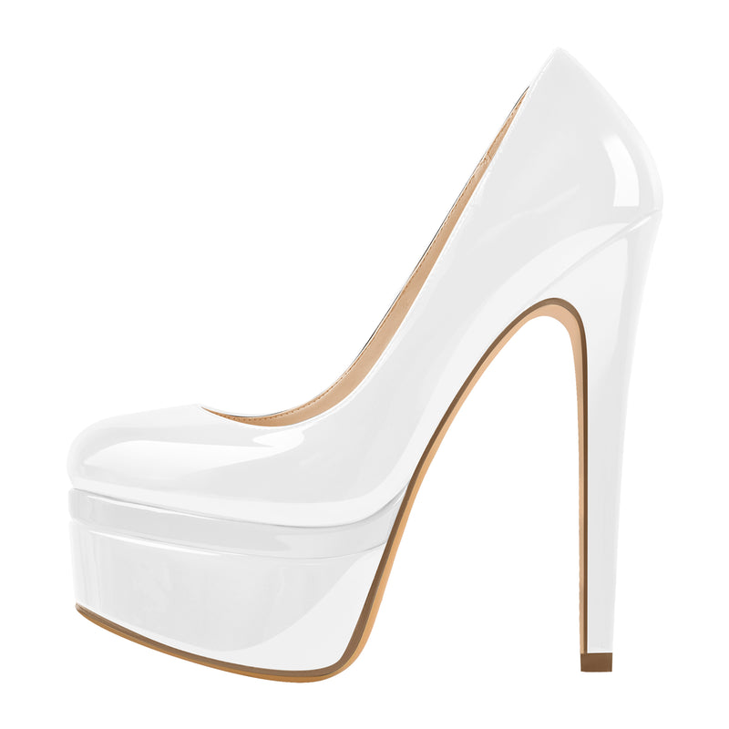 Double Platform Patent Leather Round Toe High Heels