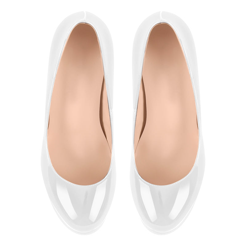 Double Platform Patent Leather Round Toe High Heels