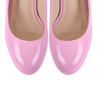 Patent Leather Round Toe Double Platform High Heels