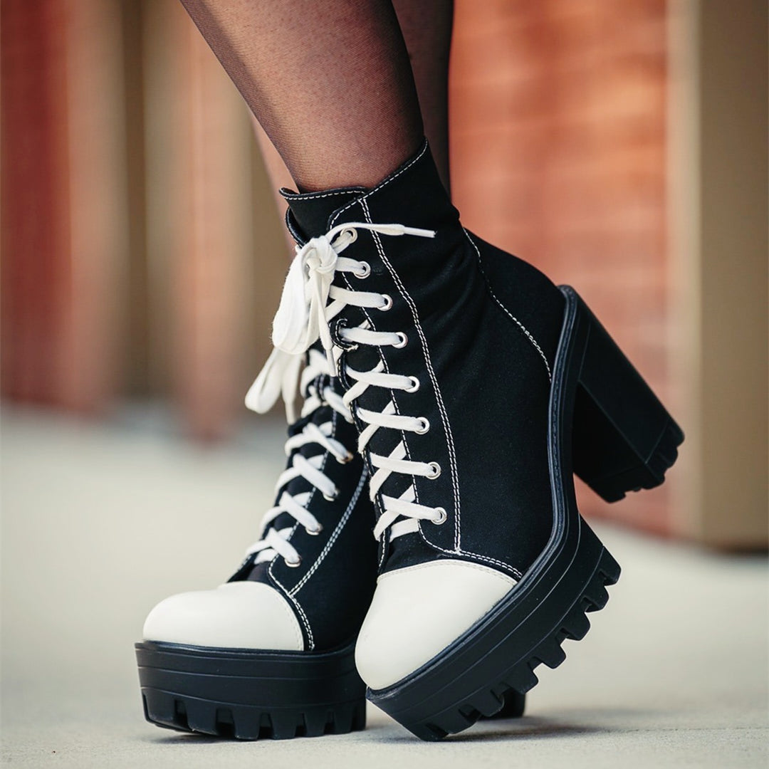 Platform Lace Up Canvas Boots – Onlymaker