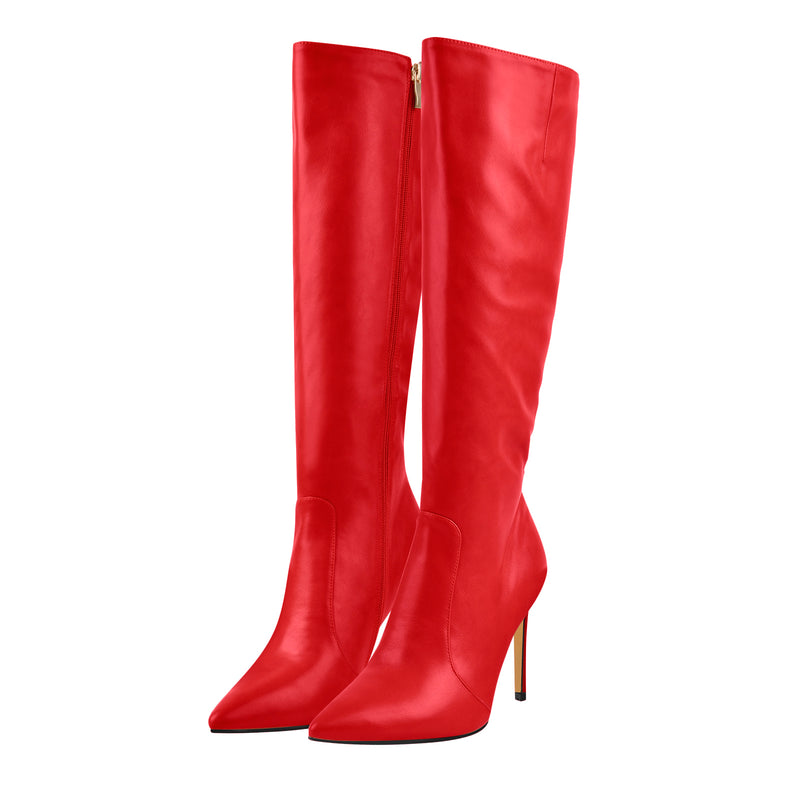 Pointed Toe Stiletto Zip Knee High Boots