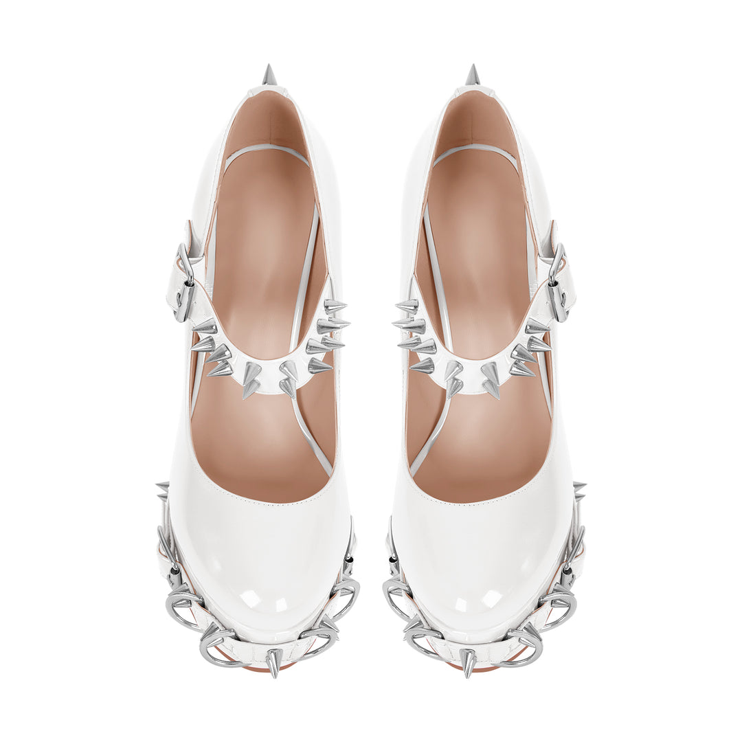 RIEKER Pia ウーマン オープンコート シューズ Mary Jane Rivet Platform Chunky Heel Pumps – Onlymaker